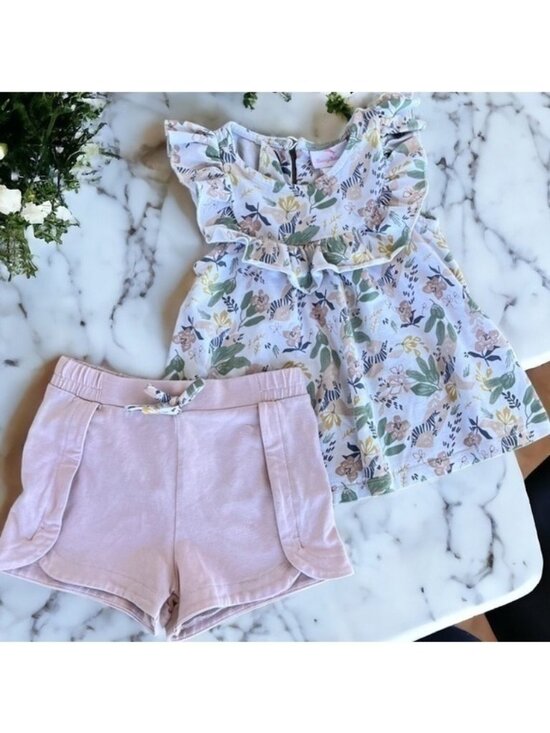 Tommy Bahama Other - Tommy Bahama Toddler Girl Size 2T Matching Top & Shorts Set Floral Blush